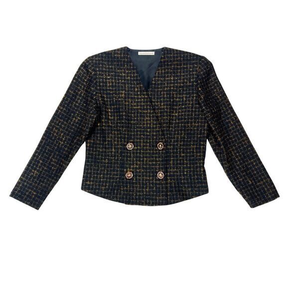 Magid Bernard 2 Pc Wool Skirt Suit Women 8 Brown Vintage Business Career Elegant - Picture 2 of 16